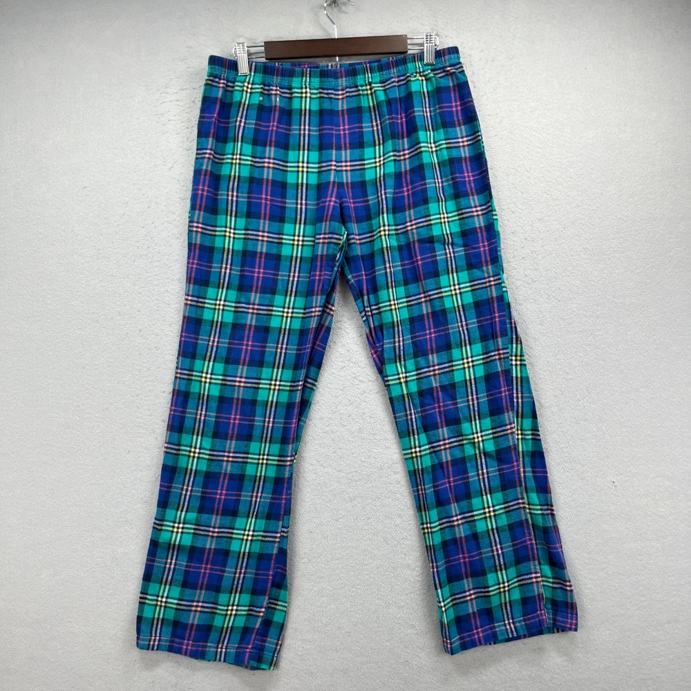 Tommy Hilfiger Pajama Pants Men Medium Blue Tartan Plaid Lounge Sleepwear Preppy
